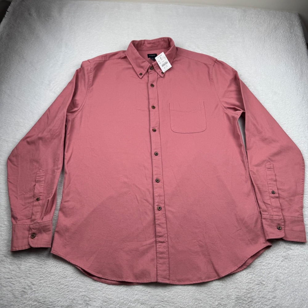 NEW! J.Crew Button Down Shirt Mens L Rose Pink Long Sleeve Cotton New With Tags